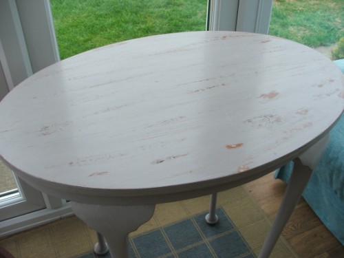 Grey Painted Oval Table