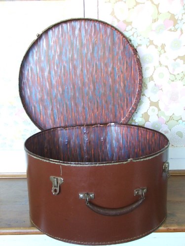 Old Brown Leather Hat Case