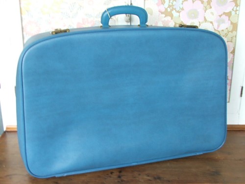 Vintage Blue Suitcase with key