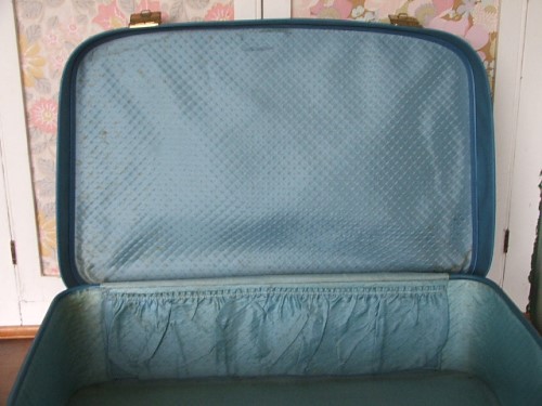 Vintage Blue Suitcase with key