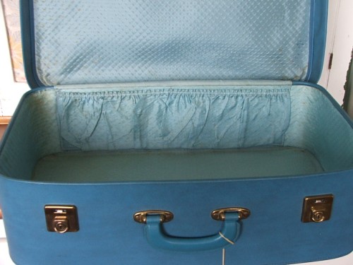 Retro Blue Suitcase with key