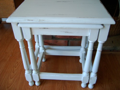 White Painted Wooden Nest of Tables