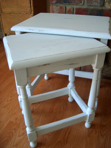 White Painted Wooden Nest of Tables