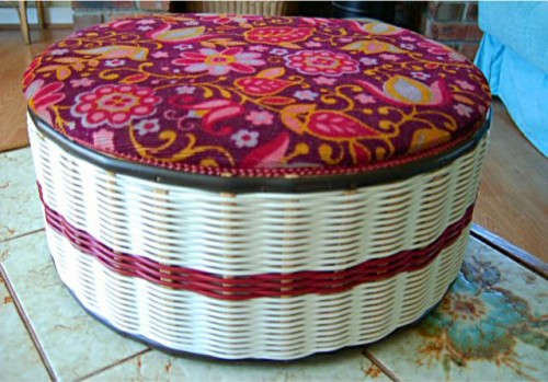 Pretty Floral Wicker Sewing Box