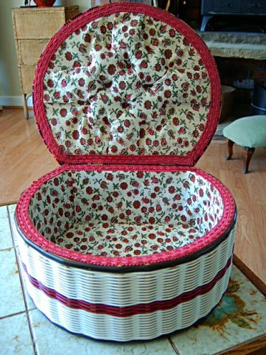 Pretty Floral Wicker Sewing Box