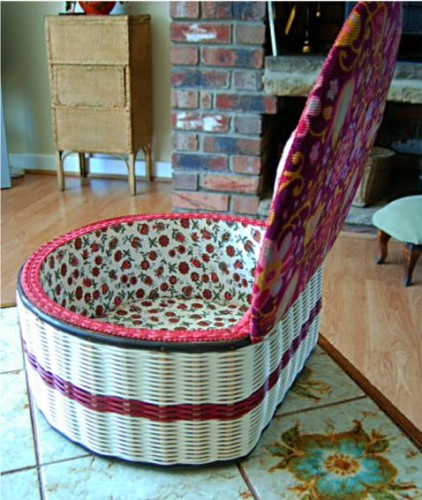 Pretty Floral Wicker Sewing Box