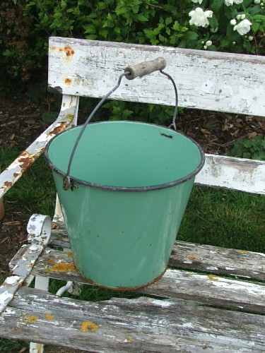 Vintage Green Enamel Bucket