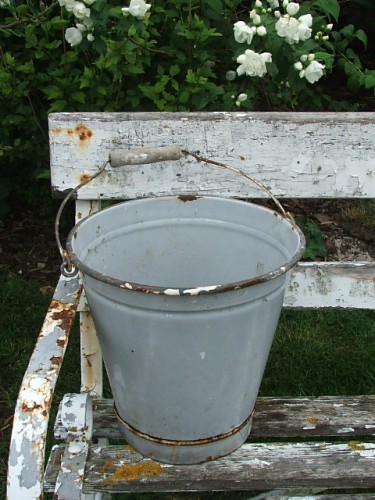 Vintage Grey Enamel Bucket
