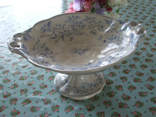 Vintage Blue and White Cake Stand