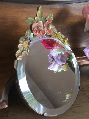 Vintage Decorative Barbola Easel Mirror