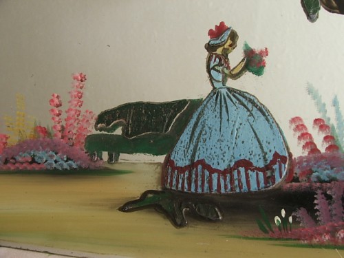 Pretty Crinoline Lady Painted Wall Mirror