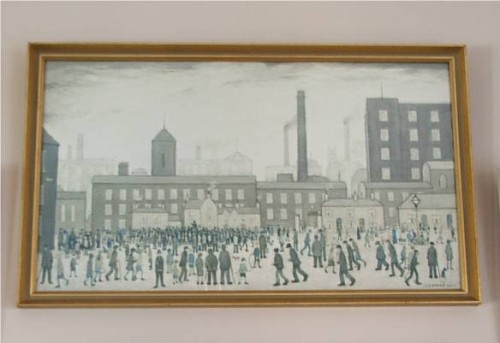 L S Lowry Print 'Outside the Mills'