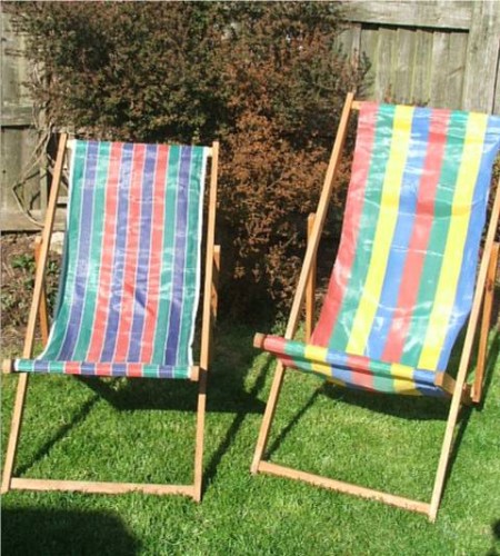 Pair of Wooden Deckchairs