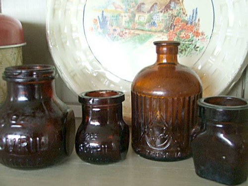 Vintage Brown Glass Bottles