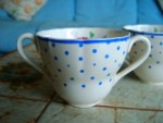 Two Spode Polka Dot 2 handled Tea cups
