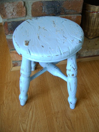 Small Blue Wooden Stool