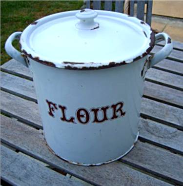 Vintage Enamelware Flour Tin