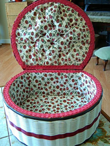 Lovely Floral Wicker Sewing Box