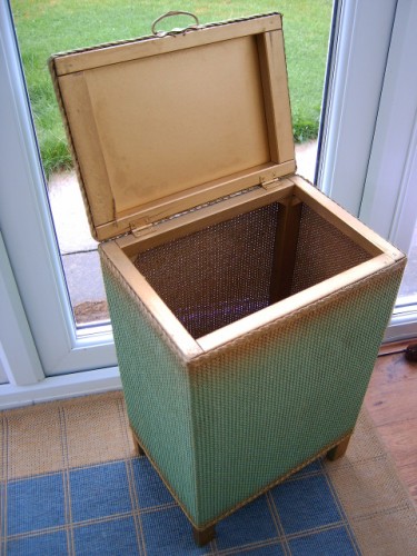 Green 'Loom' Style Wicker Laundry Basket