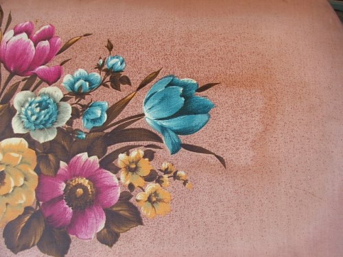 Dusty pink floral ottomon