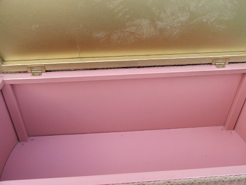 Dusty Pink Floral Wicker Ottomon