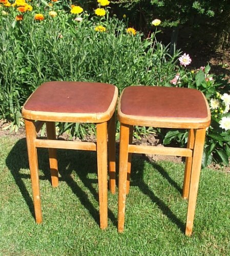 Pair of retro wooden stools