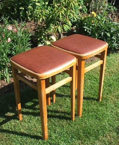 Pair of retro wooden stools
