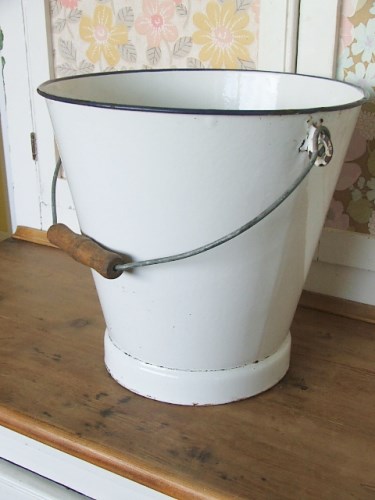 Old Enamel White Bucket