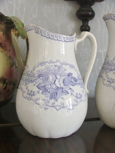 Wreath Blue and White Pottery Jug