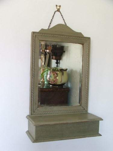 Old Painted Wooden Wall Mirror
