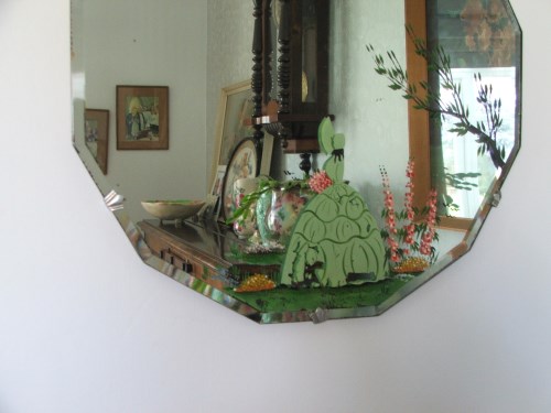 Vintage Painted Crinoline Lady Mirror