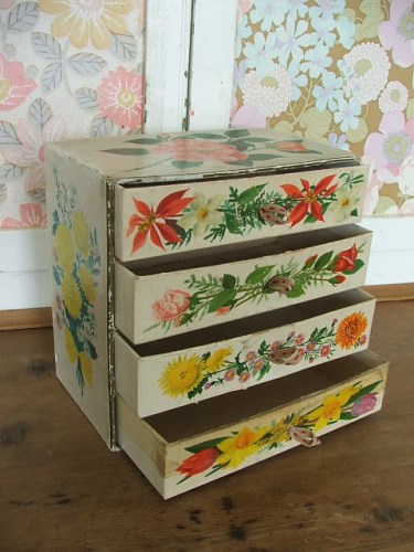Old Floral Cardboard Drawers