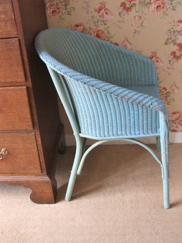 Old Vintage Blue Wicker Chair