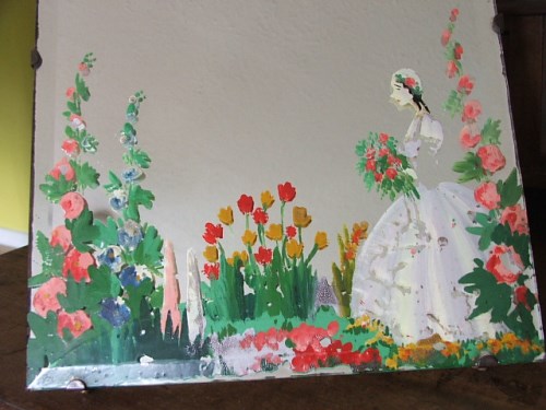 Old Crinoline Lady Easel Mirror