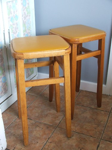 Pair of Retro Wooden Stools