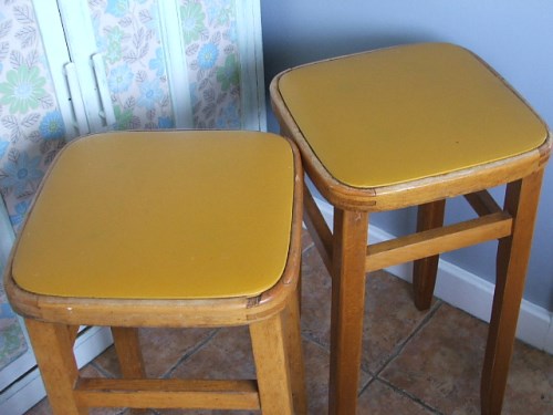 Pair of Retro Wooden Stools