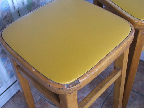 Pair of Vintage 1960's Wooden Kitchen Stools