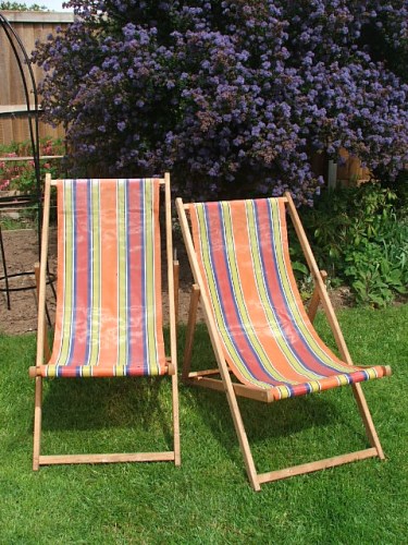 Pair of Vintage Wooden Deckchairs