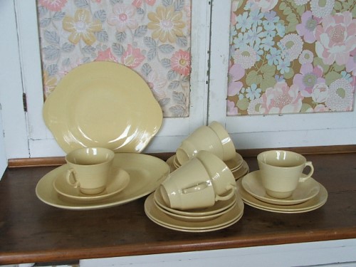 Woods Ware Jasmine Teacups Saucers and Plates