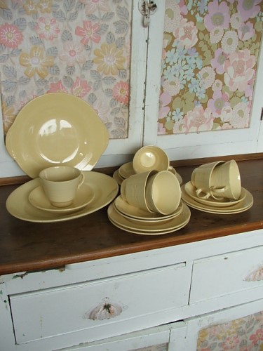 Woods Ware Jasmine Teacups Saucers and Plates