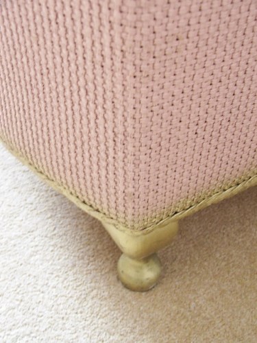 Vintage Pink Wicker Ottomon