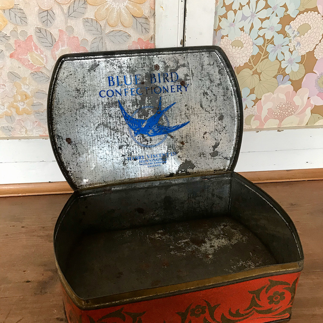 Vintage Floral Bluebird Tin