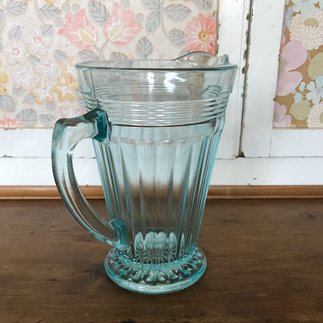 Vintage Blue Glass Jug Vase