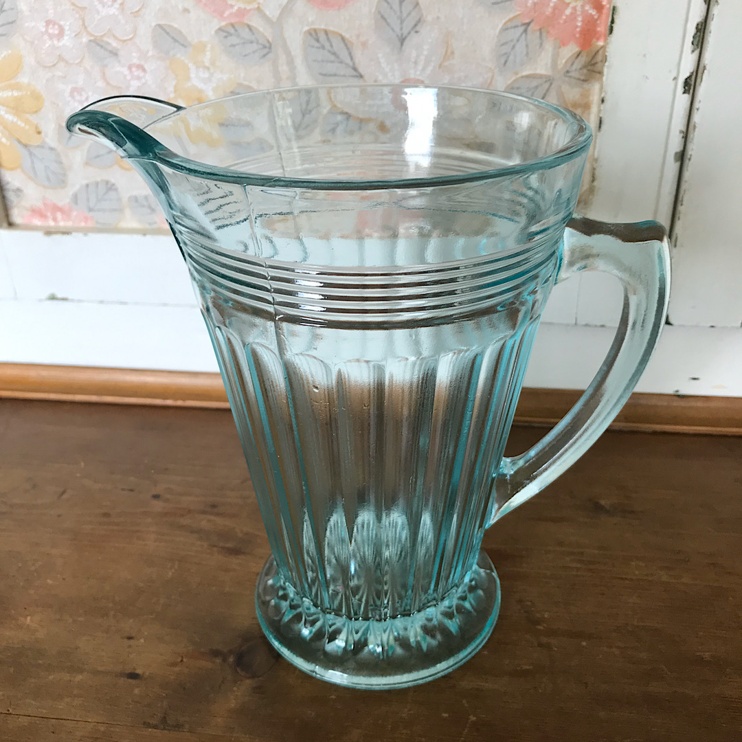 Vintage Blue Glass Jug Vase