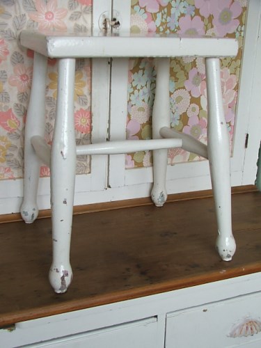 White Painted Wooden Stool
